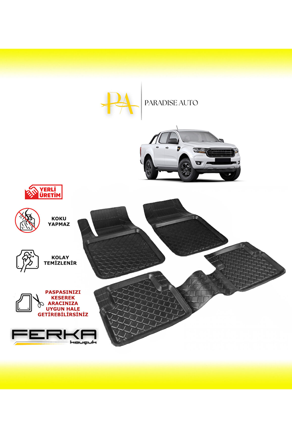Ford Ranger 3 2015-2022 Uyarlanabilir Havuzlu Paspas