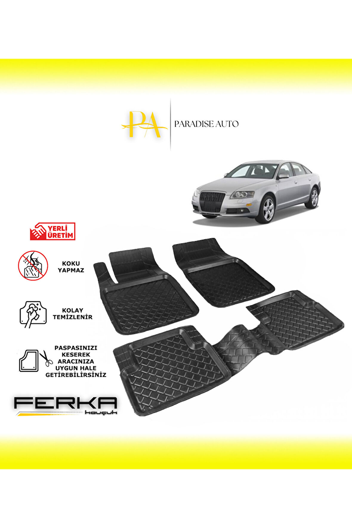 Audi A6 2005-2011 Uyarlanabilir Havuzlu Paspas