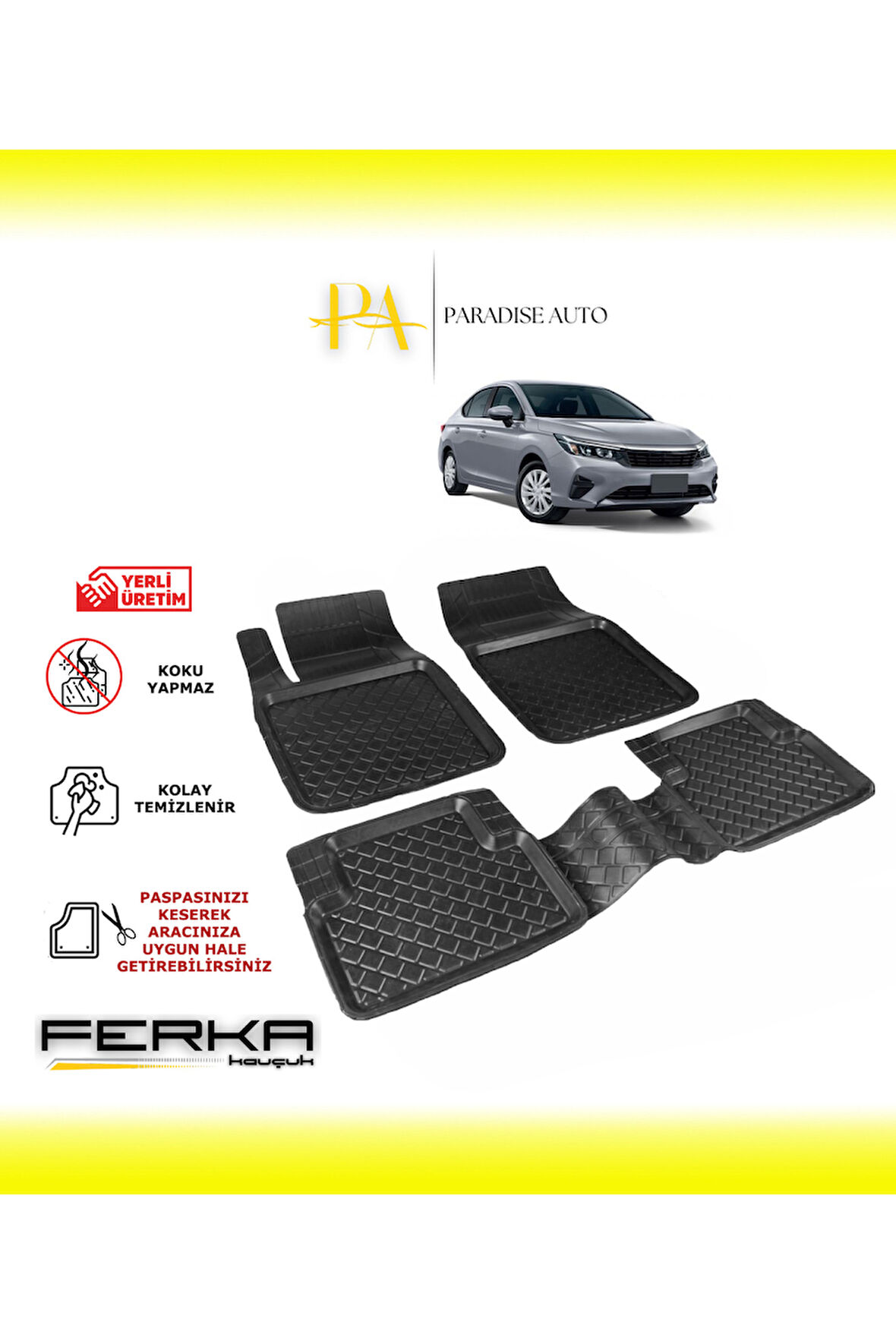 Honda City 7 2019 ve Üstü Uyarlanabilir Havuzlu Paspas
