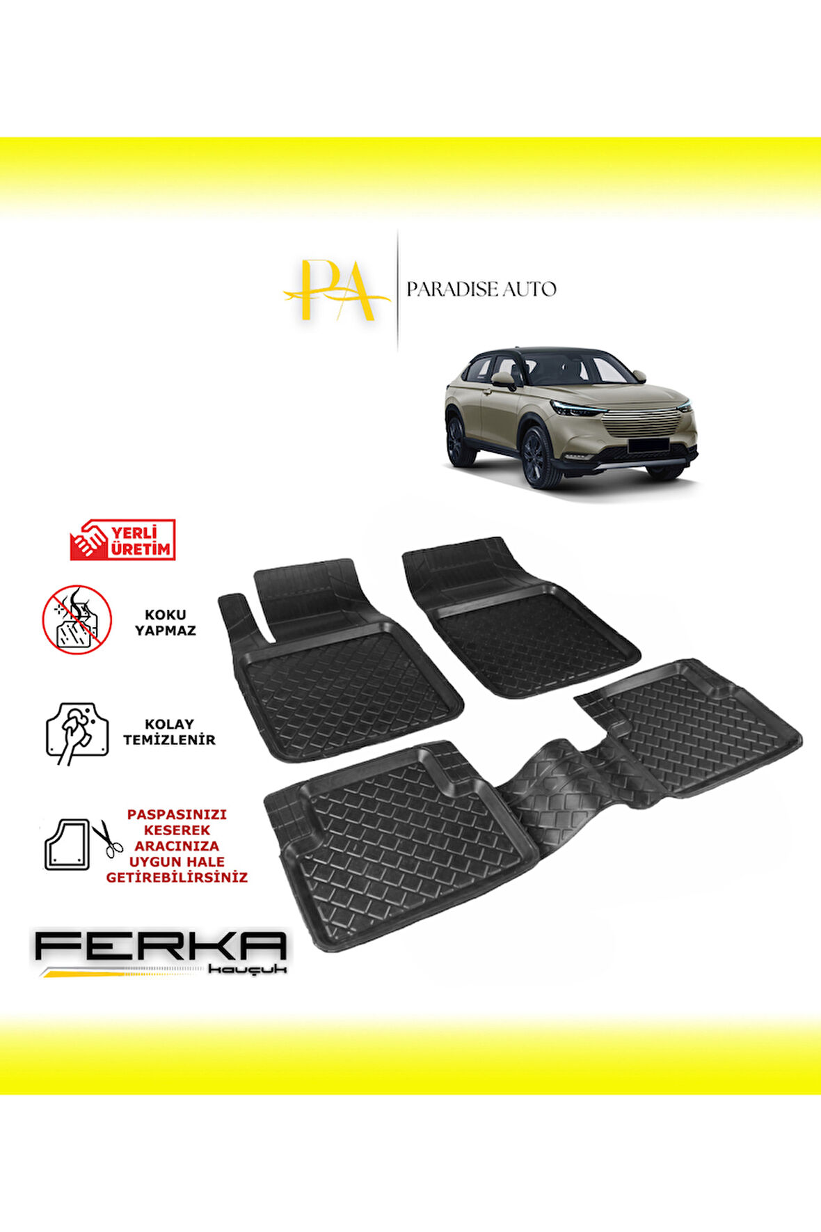 Honda HR-V 3 2021 ve Üstü Uyarlanabilir Havuzlu Paspas