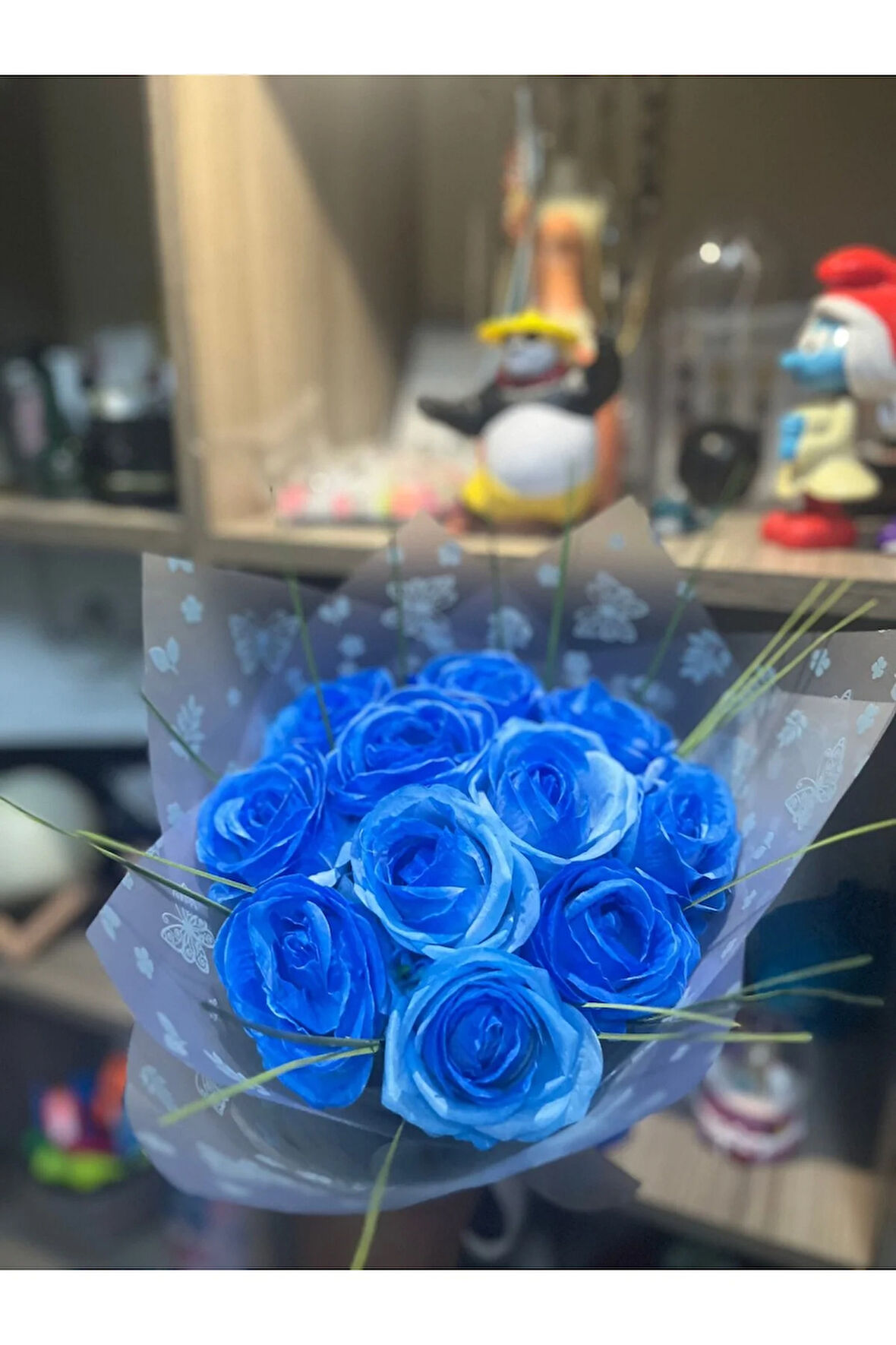 11li mavi gül buketi