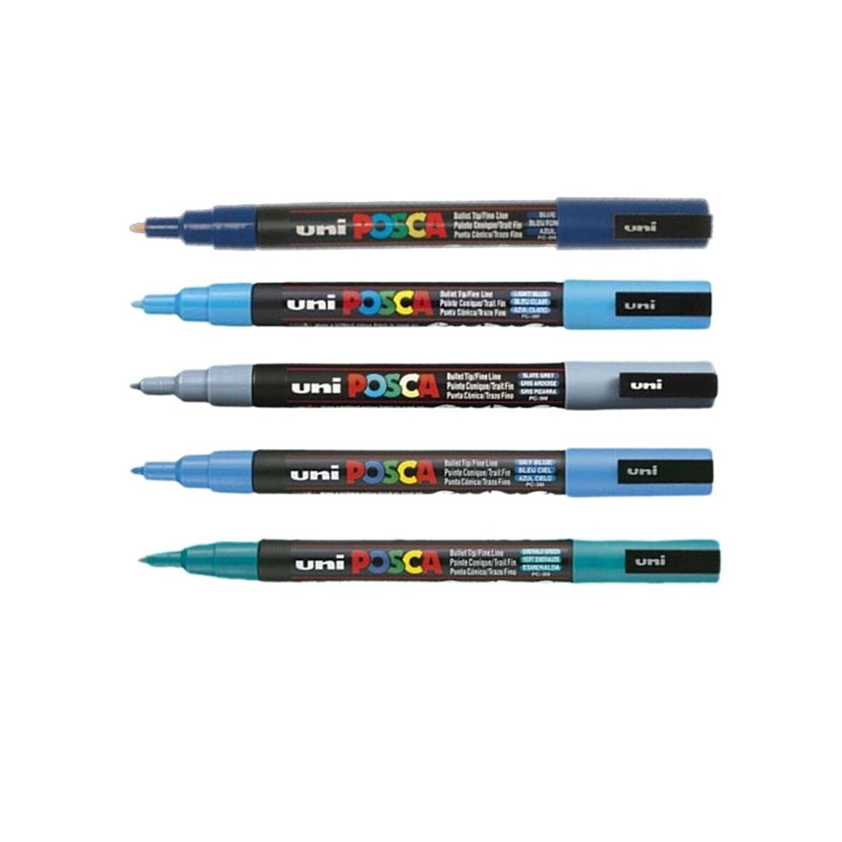 Uni Posca Marker Kalem PC-3M (0.9-1.3mm) 5'li Set Blue Tonnes