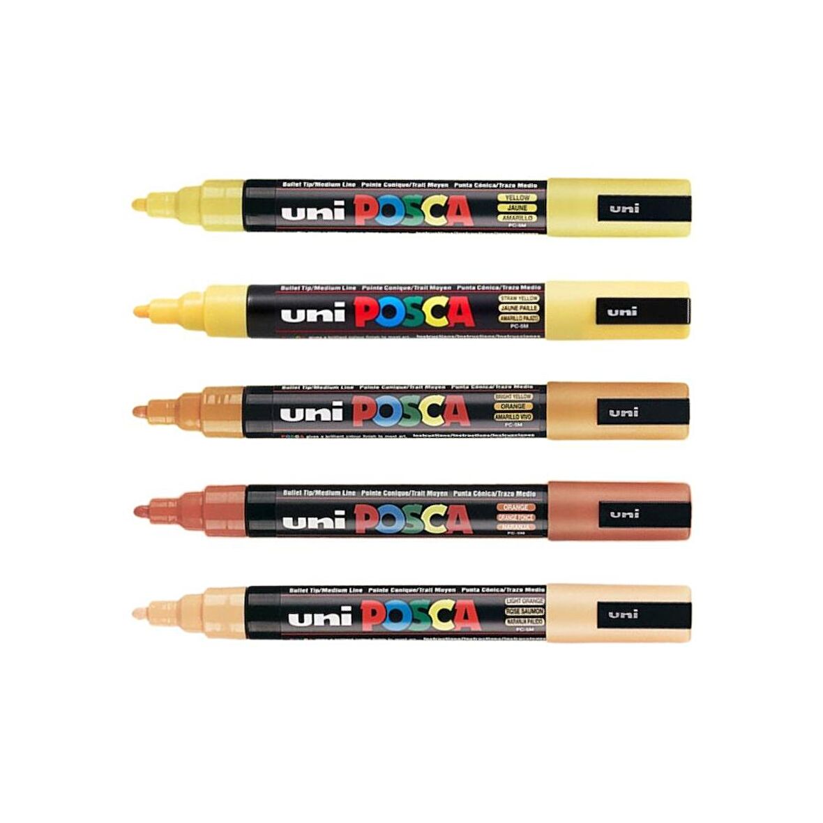 Uni Posca Marker Kalemi PC-5M (1.8-2.5mm) 5'li Set Sarı Tonları