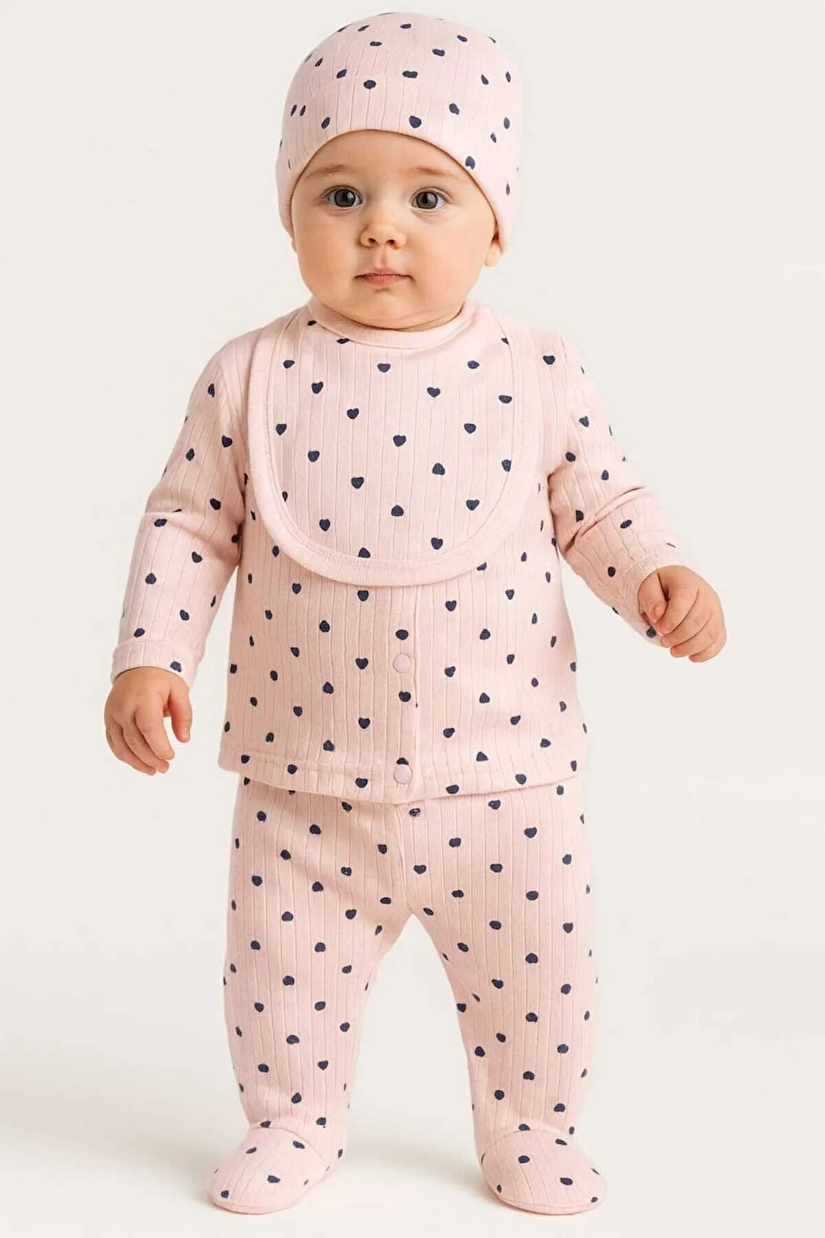 Bebek hastane çıkış 5 li set kalpli desen