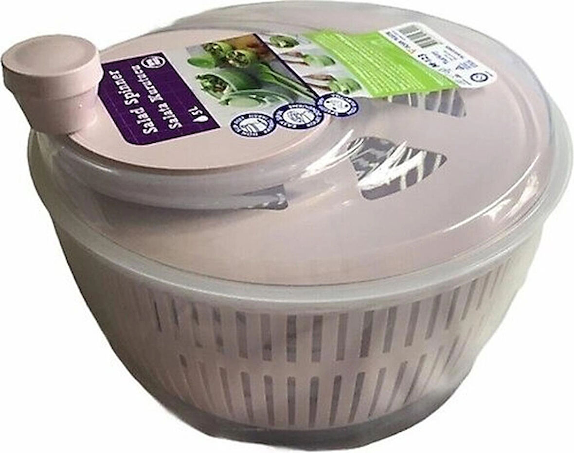 Üçsan Salata ve Sebze Kurutucu, Pratik Kullanım - 5 Lt En Büyük Boy - Bpa Free - Yerli Üretim - Salata Kurutma / Pudra Renk