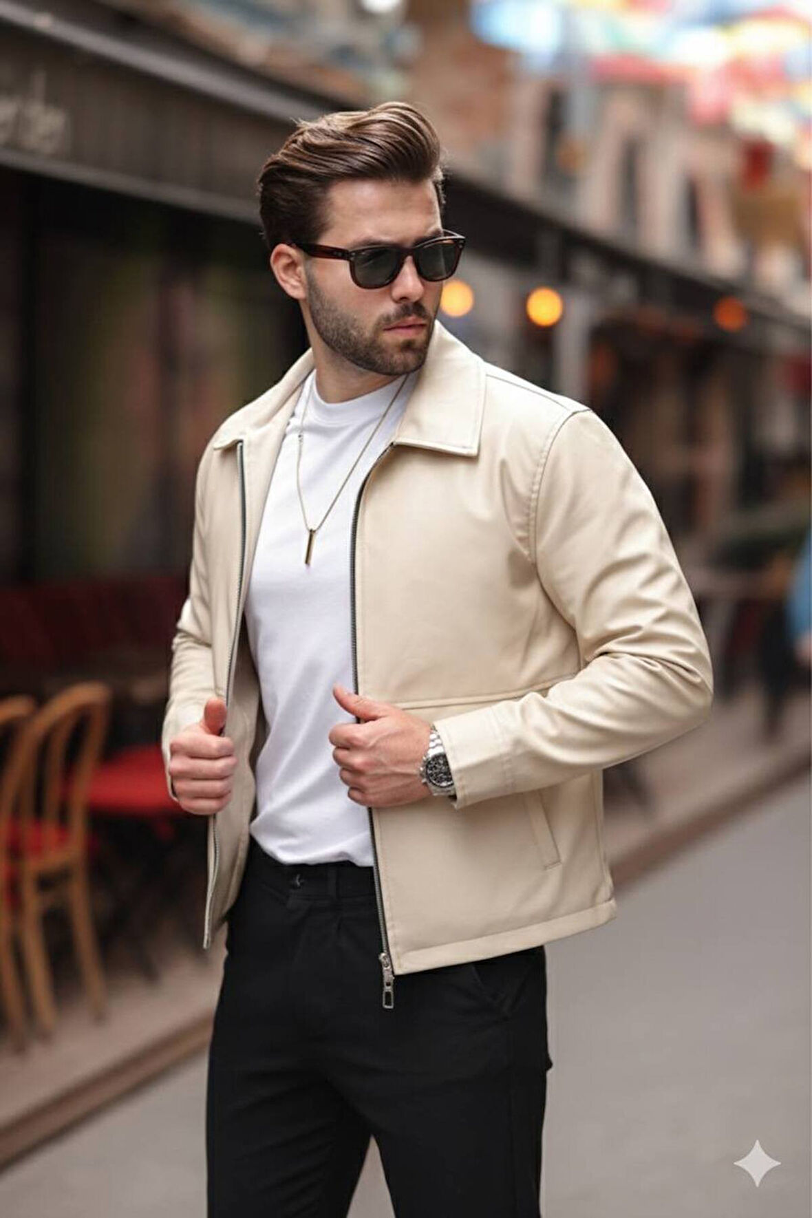 Basic Oversize Deri Ceket - Çift Fermuarlı İkonik Tasarım