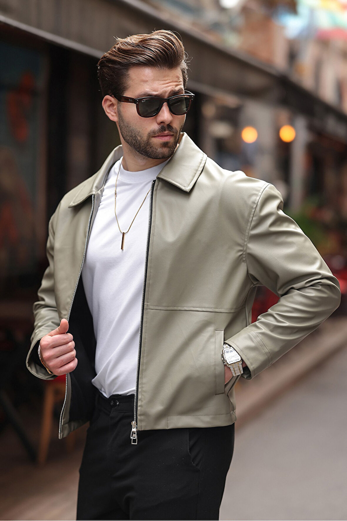 Basic Oversize Deri Ceket - Çift Fermuarlı İkonik Tasarım