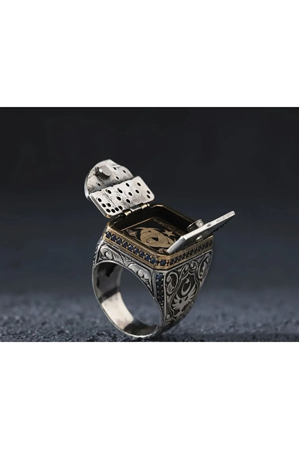 MAVİ TOPAZ KALKAN MODELİ 925 AYAR GÜMÜŞ