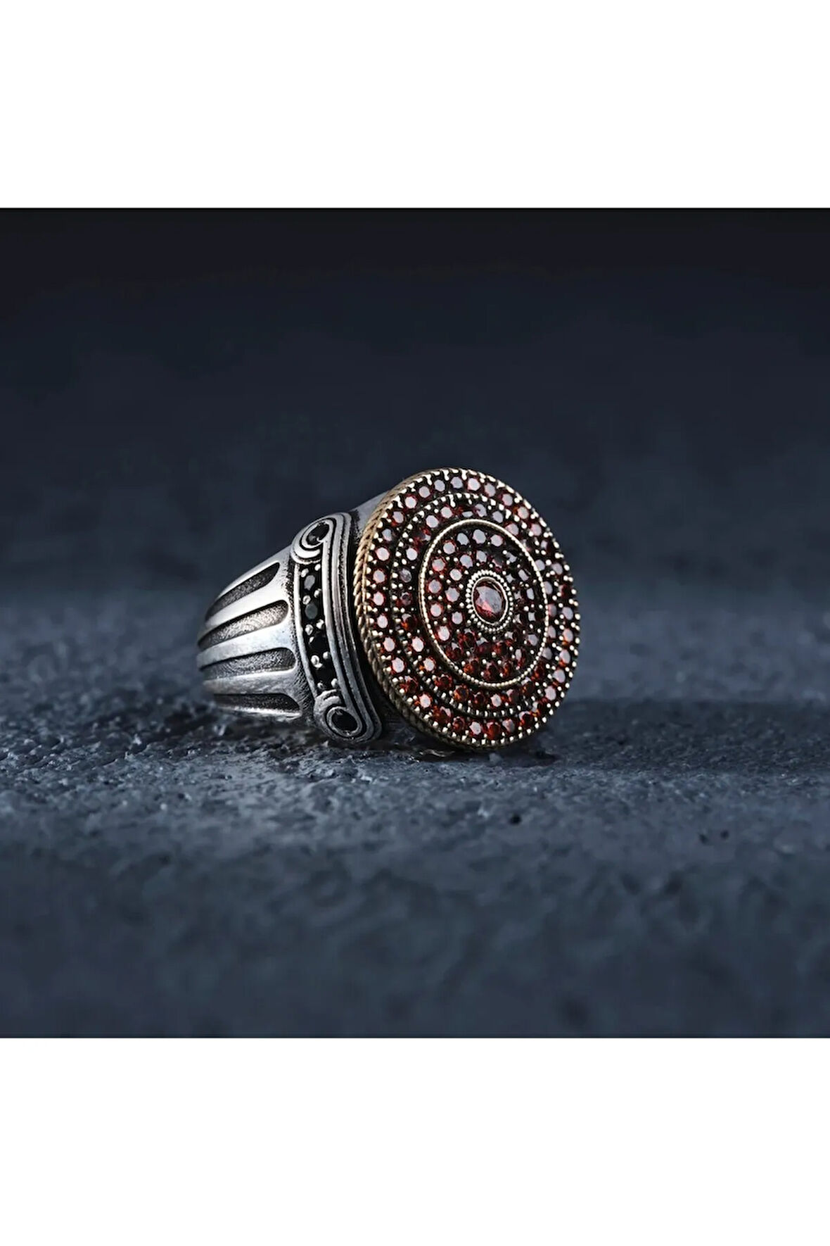 GARNET SÜTUN YÜZÜK MODELİ 925 AYAR GÜMÜŞ