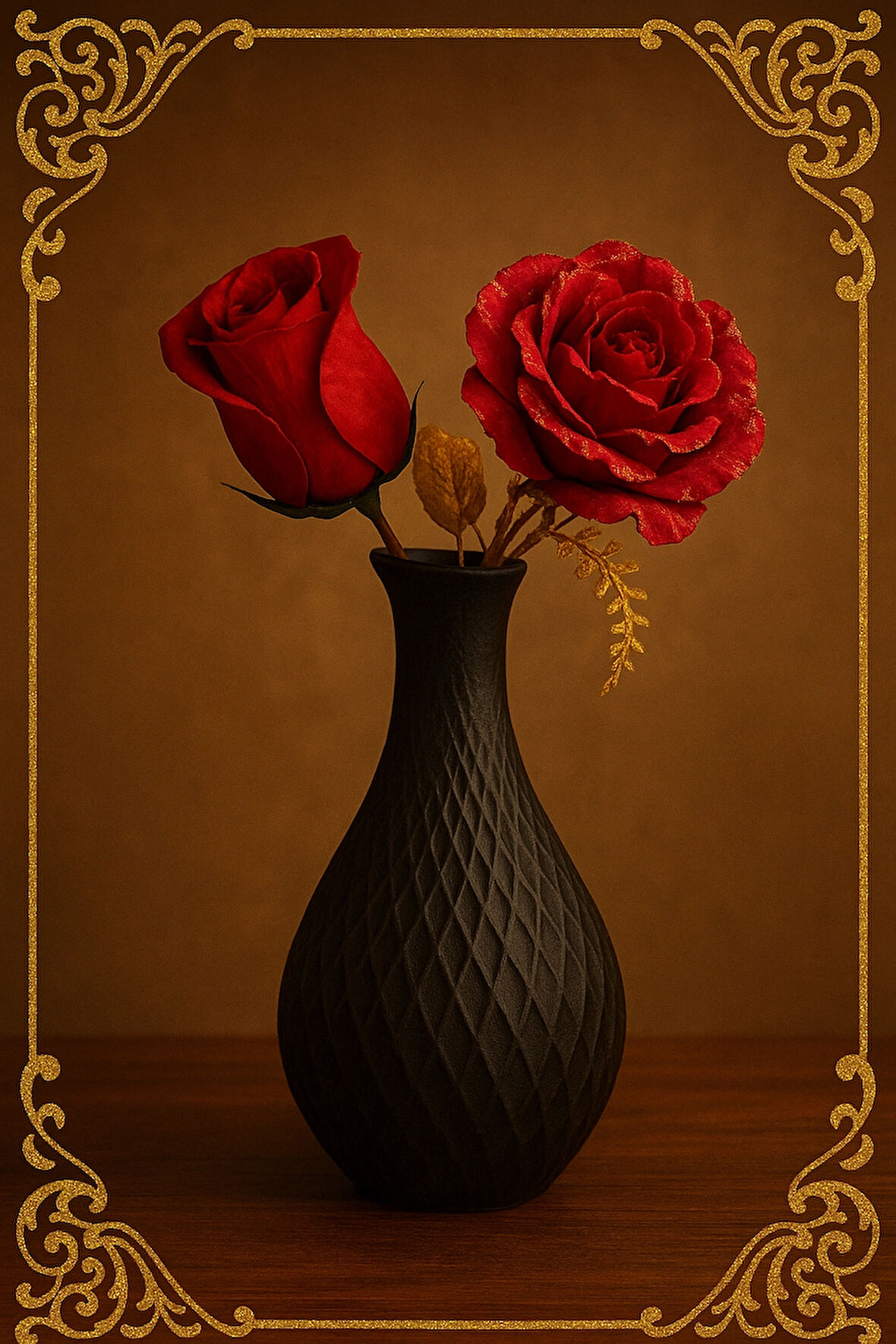 Modern Siyah Desenli Dekoratif Vazo - 18 cm | 3D Baskı Tasarım