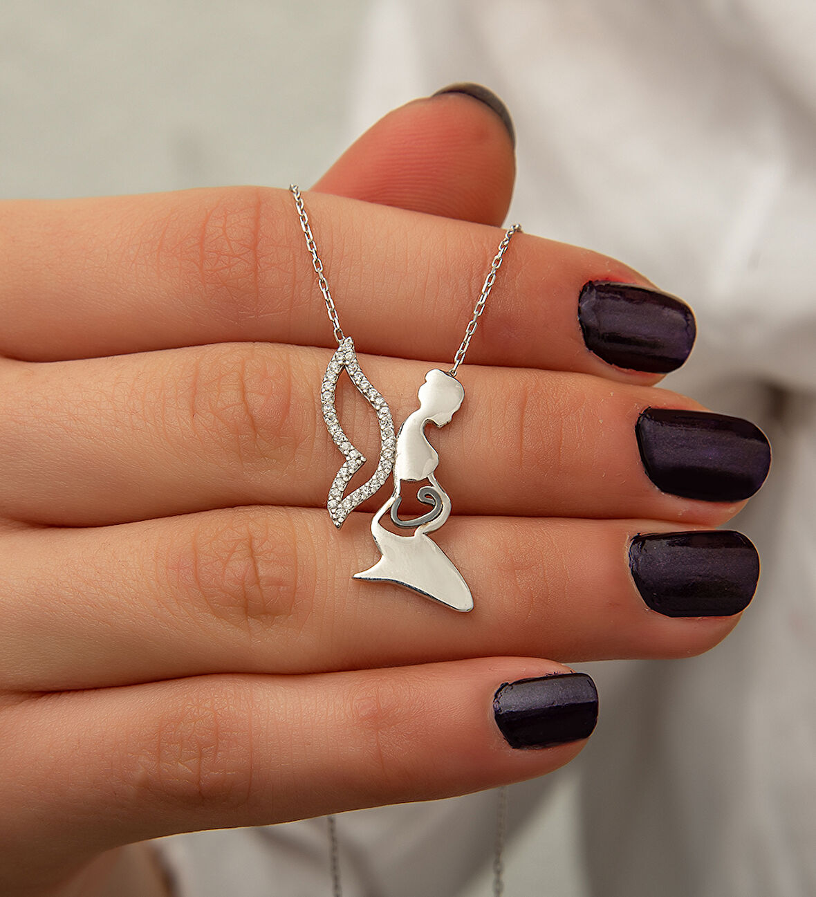 925 Ayar Papatya silver Anne Bebek kolye.rose.gold.rodaj