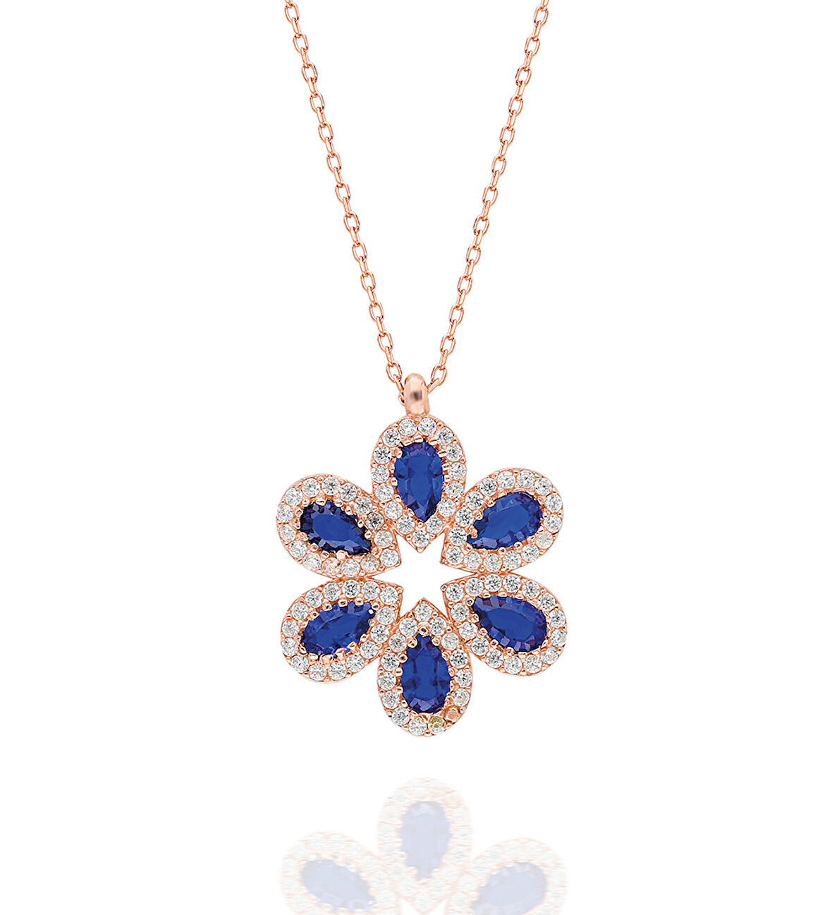 925 Ayar Papatya Silver çiçek kolye.rose.gold.rodaj