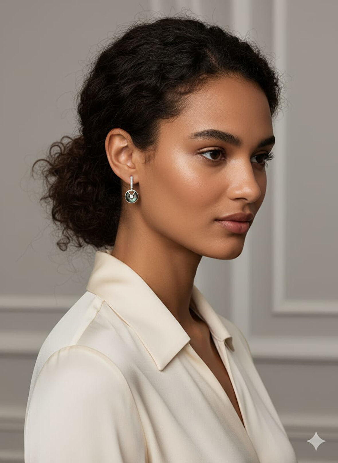 925 Ayar Papatya Silver ay taşlı ital küpe.rose.gold.rodaj