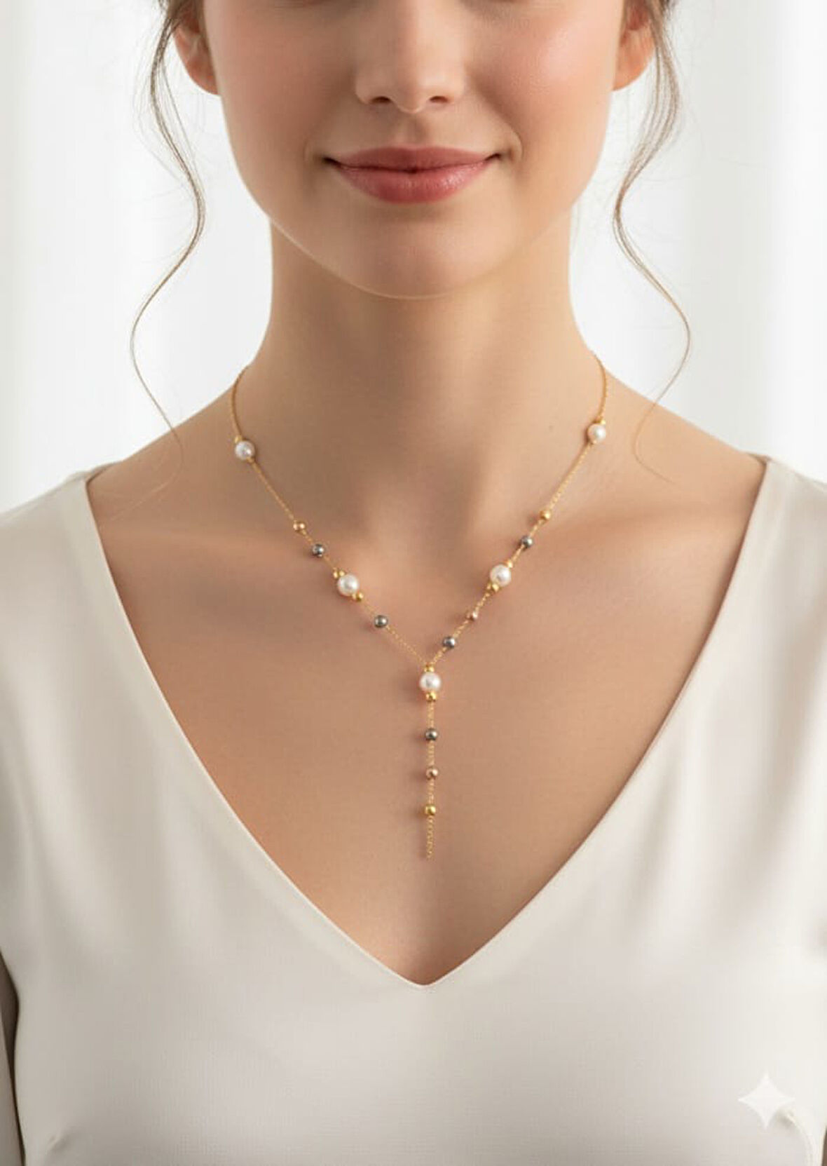 925 Ayar Papatya Silver özel tasarım incili dorica kolye.rose.gold.rodaj