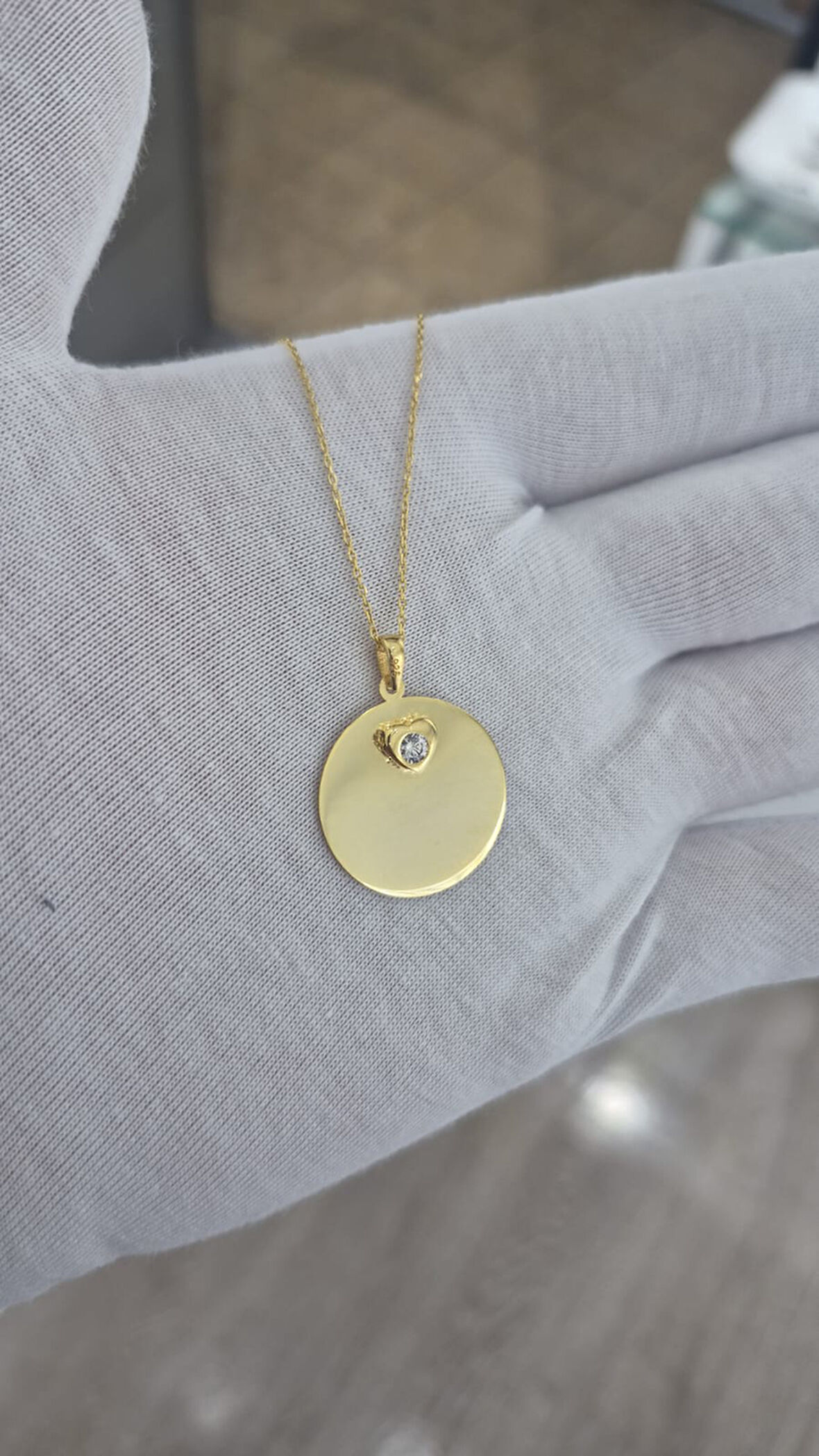 925 Ayar Papatya Silver zirkon taşlı kalp plaka kolye.rose.gold.rodaj