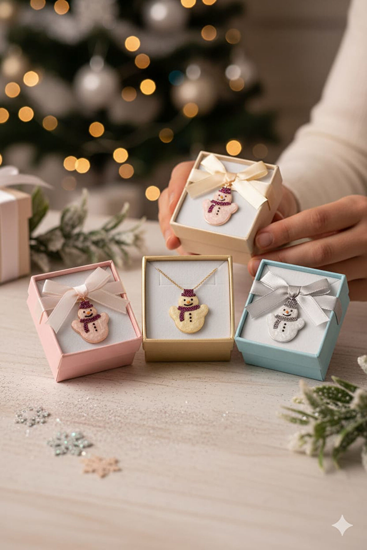 925 Ayar Papatya Silver tombik kardan adam kolye.rose.gold.rodaj