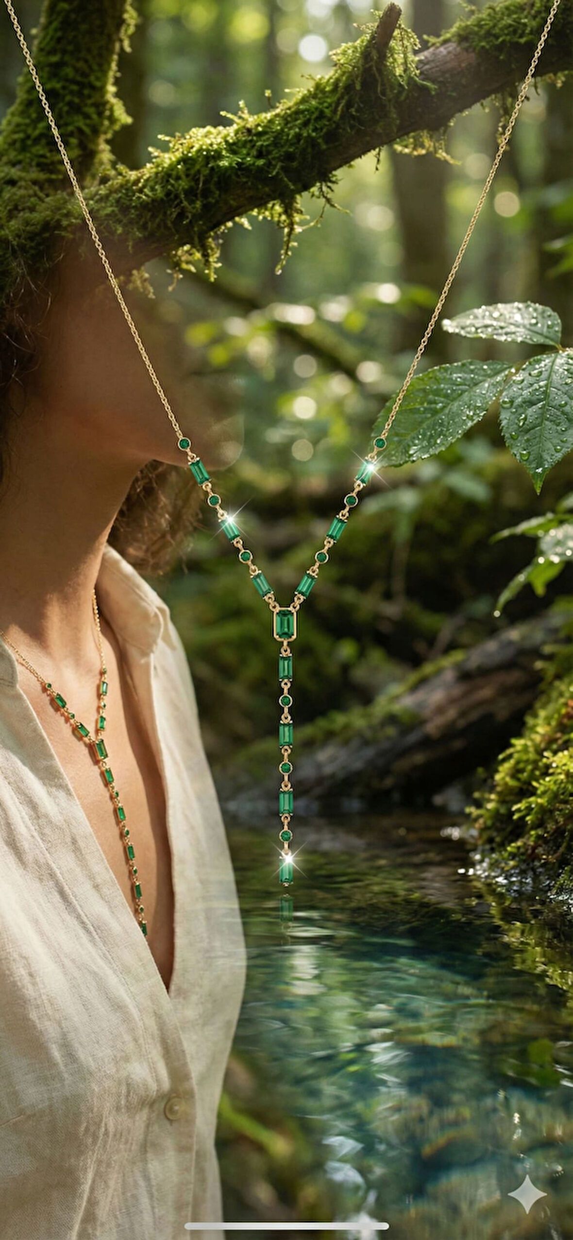 925 Ayar Yeşim Taşlı Baget Özel Tasarım Kolye