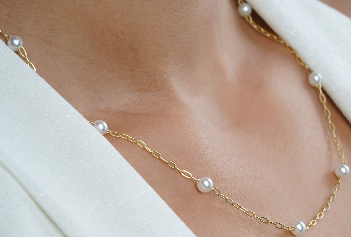 papatya silver 925 ayar tatlı su incisi kolye <rose,gold,rodaj>