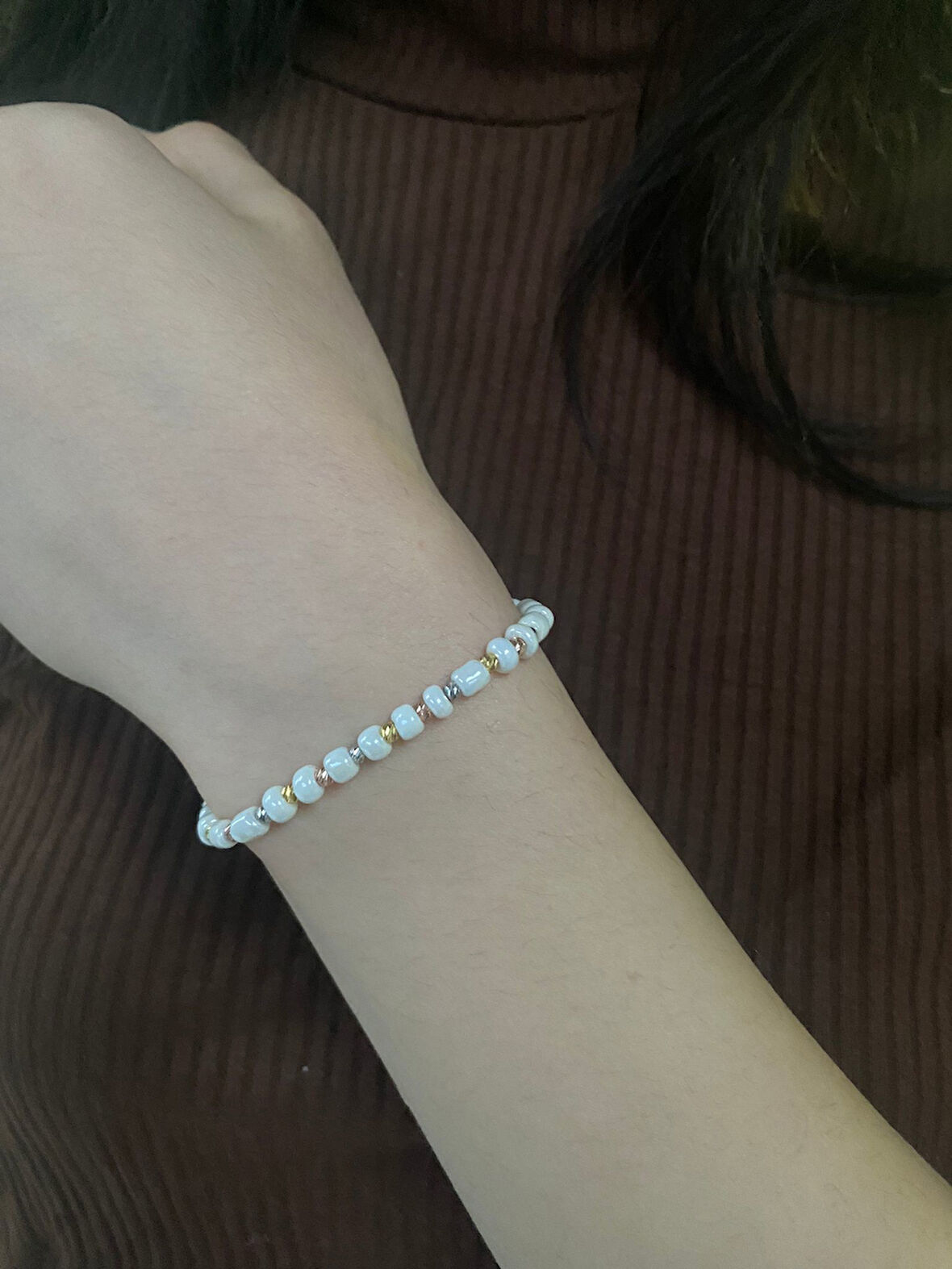 925 ayar papatya silver incili bileklik.rose.gold.rodaj.