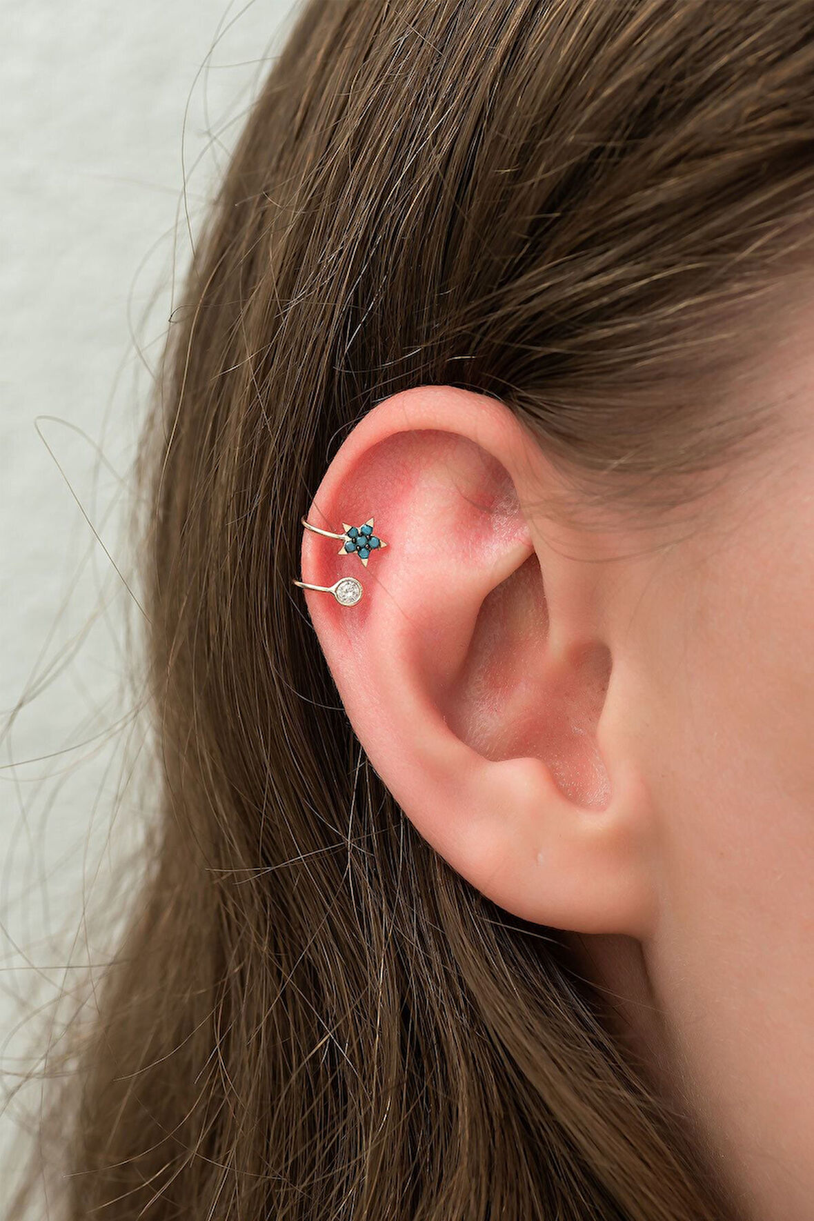 925 AYAR papatya silver firuze taşlı yıldız kırırdak küpe.rose.gold.rodaj