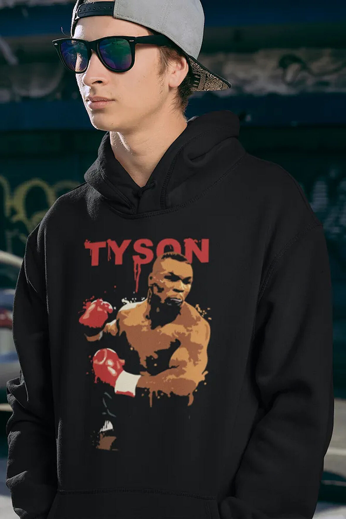 Mike Tyson Baskılı Unisex Oversize Efsane Boksör Hoodie