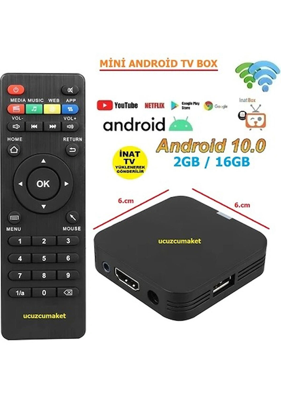 Mini Android Tv Box 2g Ram / 16GB Rom Android 10 (inat Tv Yüklenerek Gönderilir)
