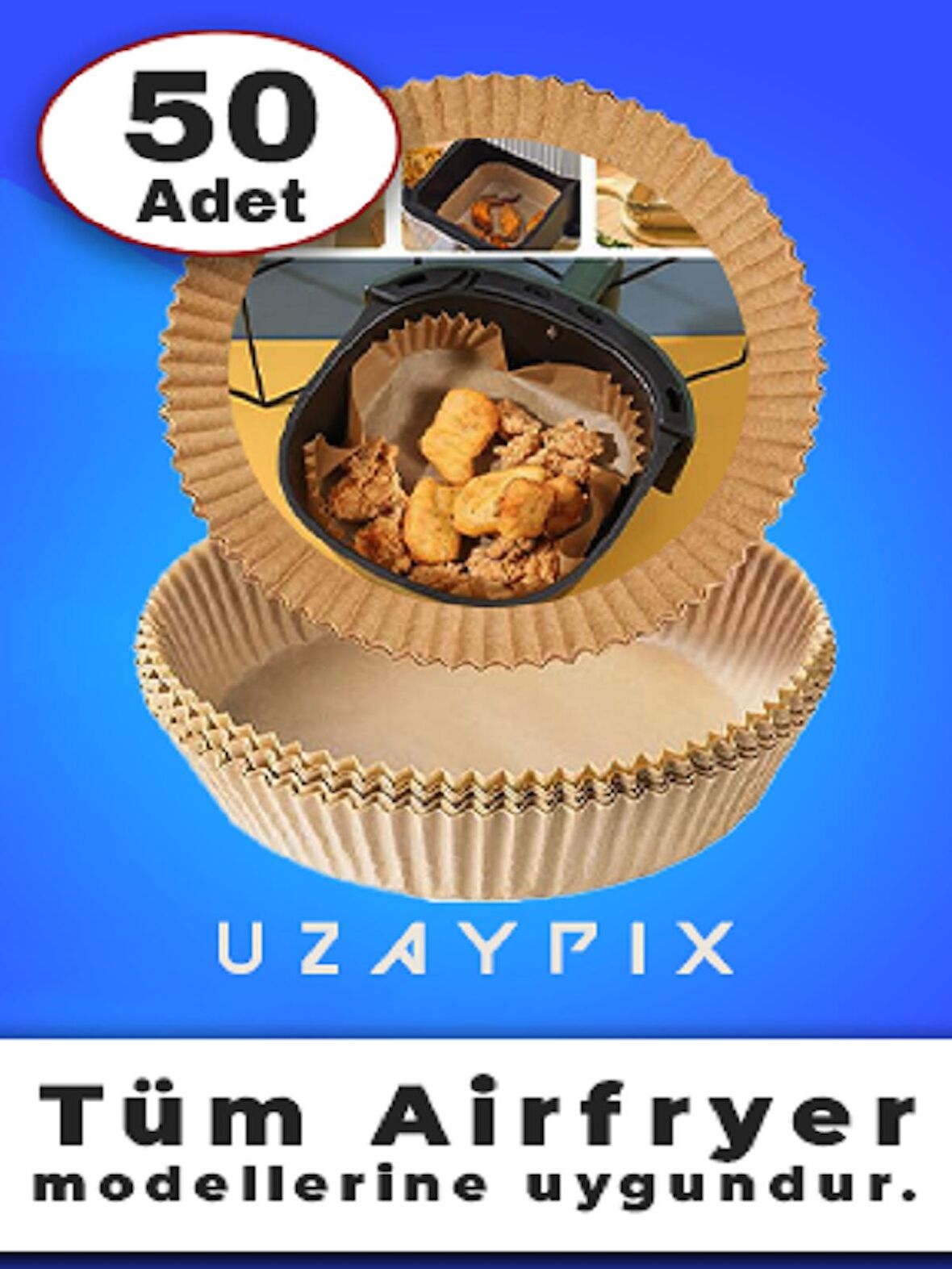 50 adet Airfryer Yağlı Kağıt Pişirme Kağıdı Philips Tefal Xiaomi Kumtel Arçelik Karaca Cosori