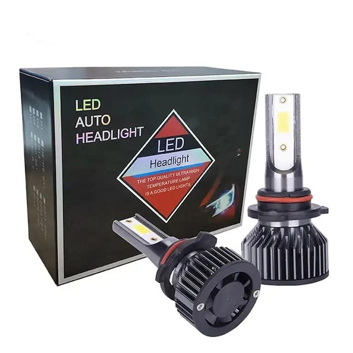 9006 Mini/slim Şimşek LED Xenon Far Ampul 12.000LM 6.500K Beyaz Renk, Fan Soğutuculu