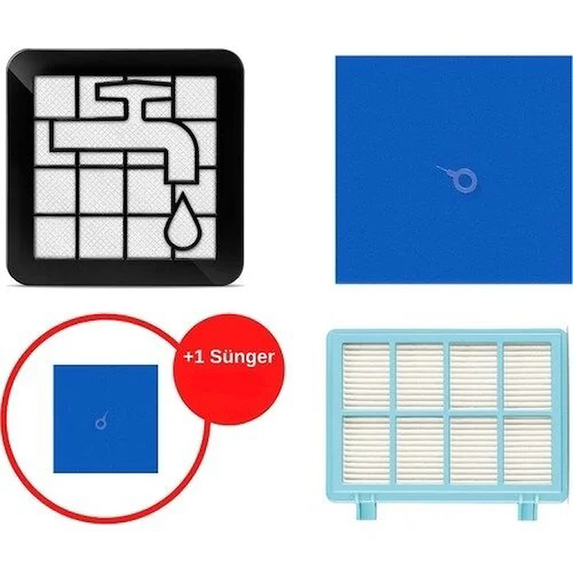 srfn ticaret Philips Powerpro Compact/Powerpro City FC9515 Uyumlu Hepa Filtre Seti