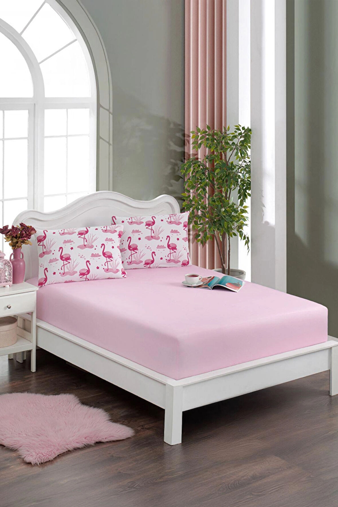 90x200 Flamingo 1 Adet Yastık Kılıflı Lastikli Çarşaf