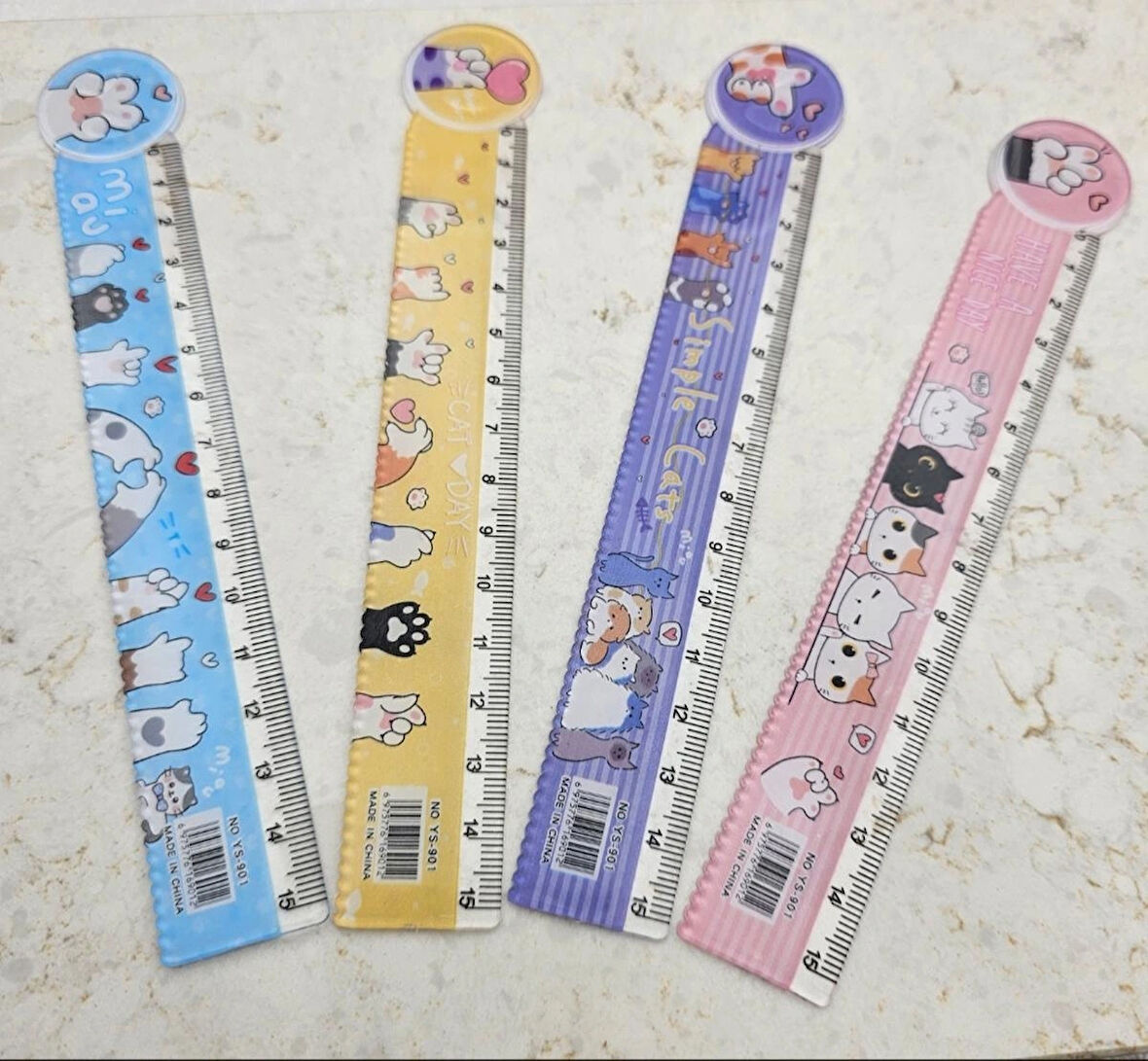 kedi patili desenli cetvel 15 cm renkli ve desenli sevimli cetvel renk seçenekli 1adet