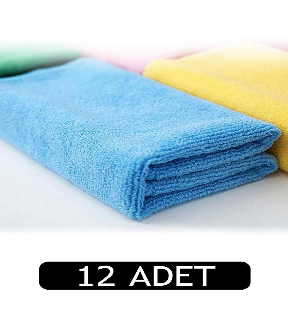 12 Adet Süper Emici Mikrofiber Kurulama Bezi Cam Bezi Mutfak Bezi Temizlik Bezi Renkli