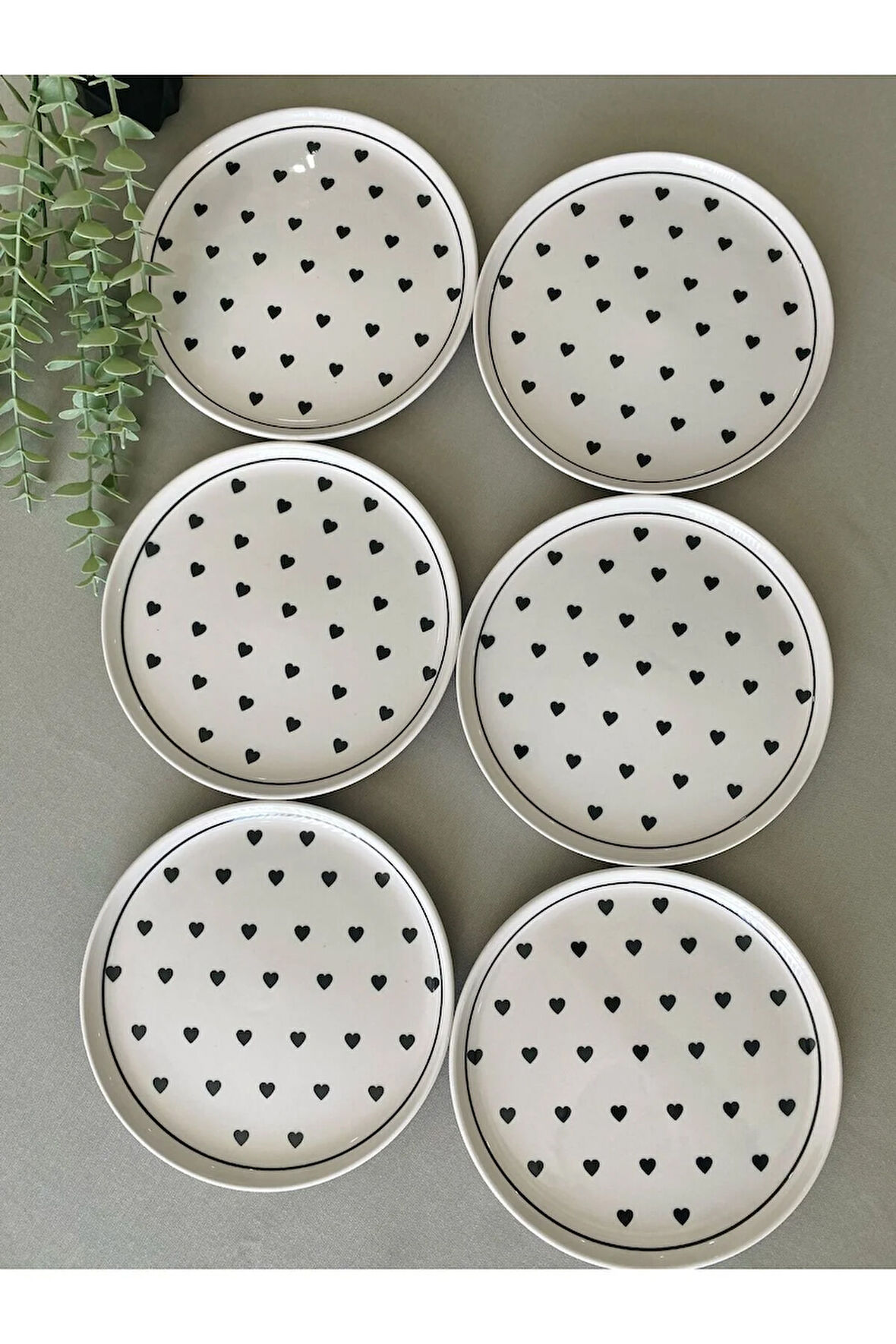 LOVE Siyah Kalp 6'lı Pasta Tabağı