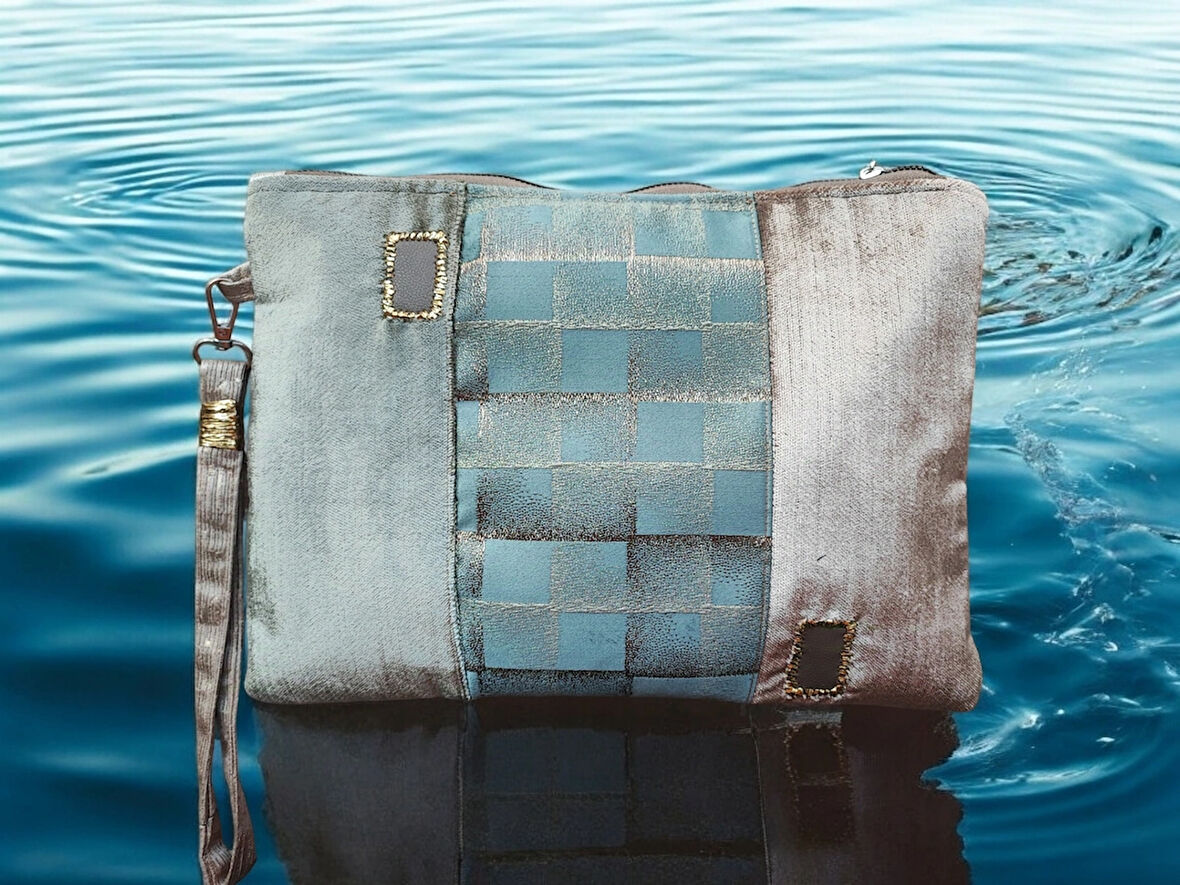 El Yapımı Kadife Kadın Portföy Clutch El Çantası 