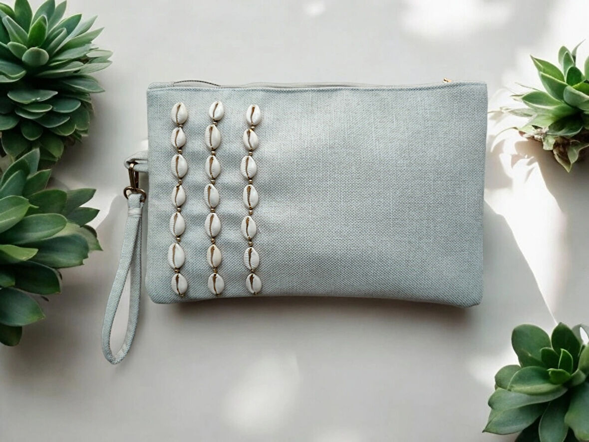 El Yapımı Boncuk İşlemeli Kadın Portföy Clutch El Çantası