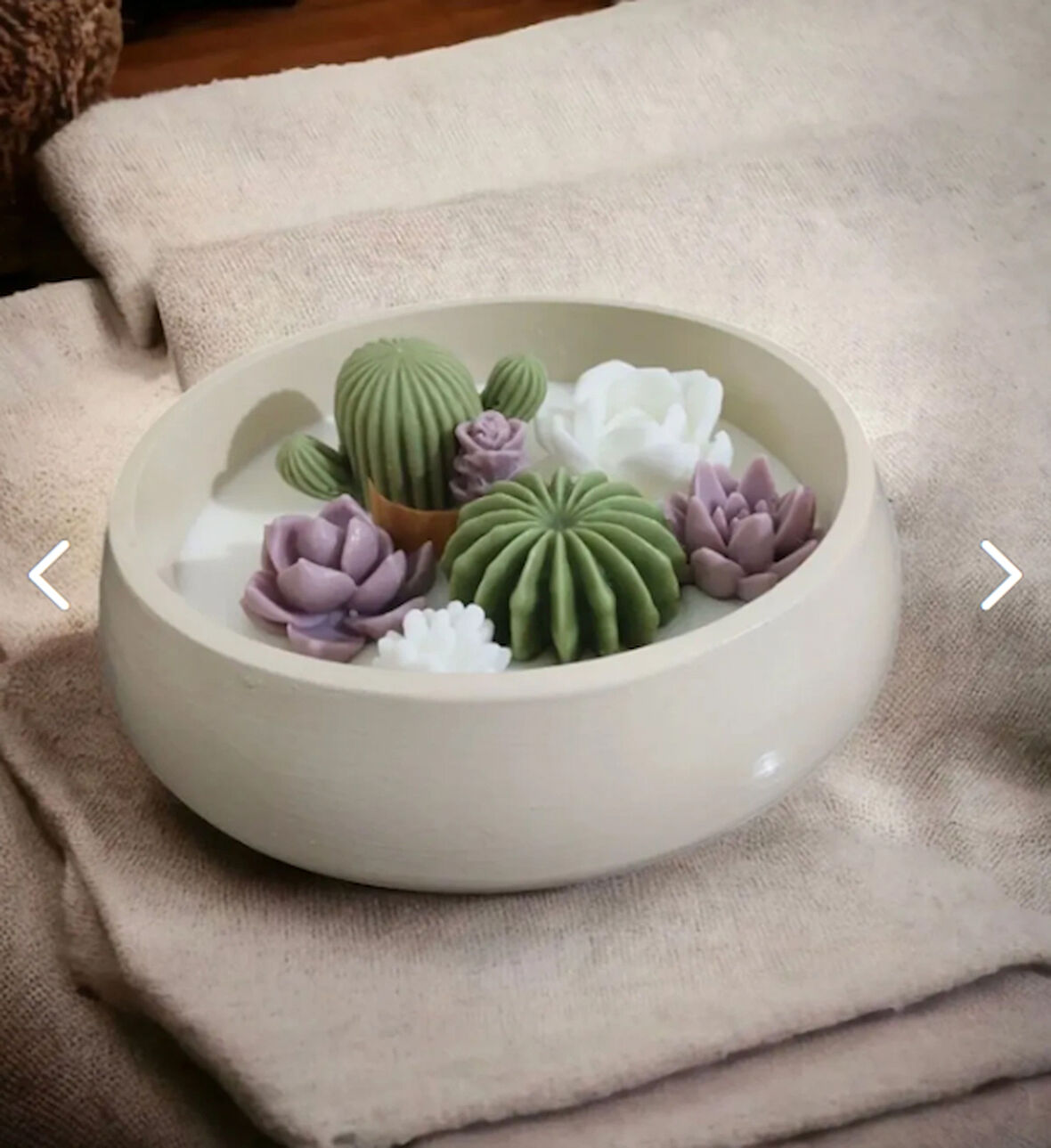  Beton Saksıda Kaktüs Seti 7’li Dekoratif Sukulent Kokulu %100 Soya Wax Mum