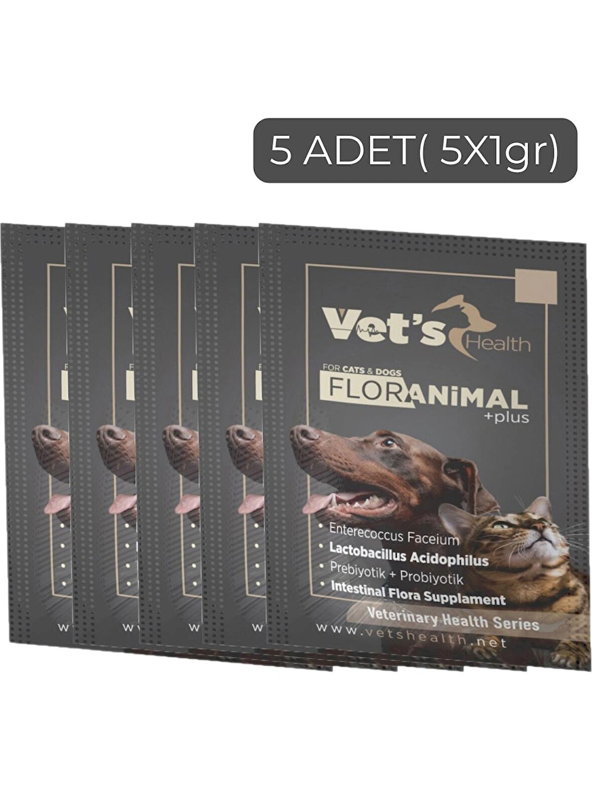 Vet's Health FlorAnimal Kedi ve Köpekler İçin Prebiyotik+Probiyotik Desteği 5x1gr