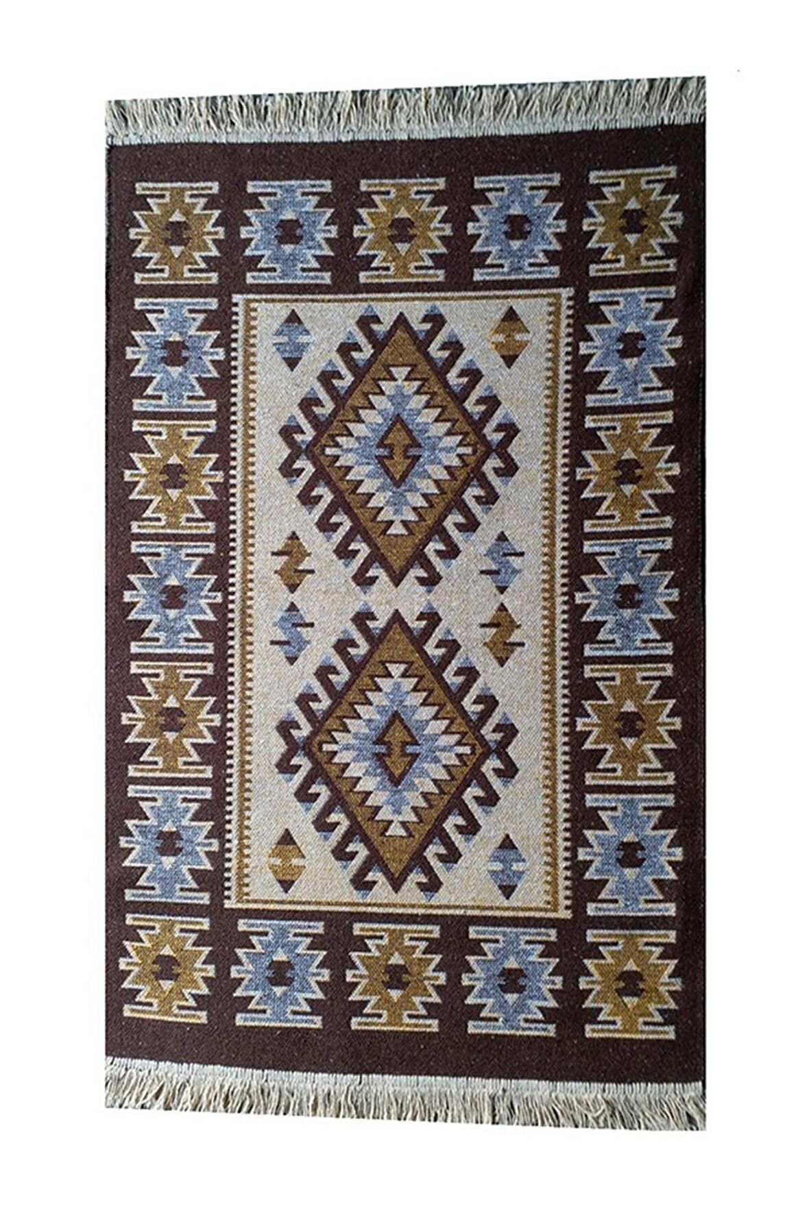 Çift Taraflı Kilim Yolluk Antik Tarz Eşme Desen Kahverengi