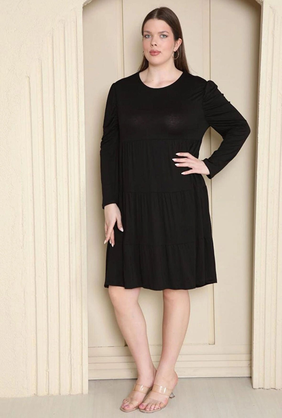 KADIN BÜYÜK BEDEN Viskon Kloş Çok Rahat Elbise