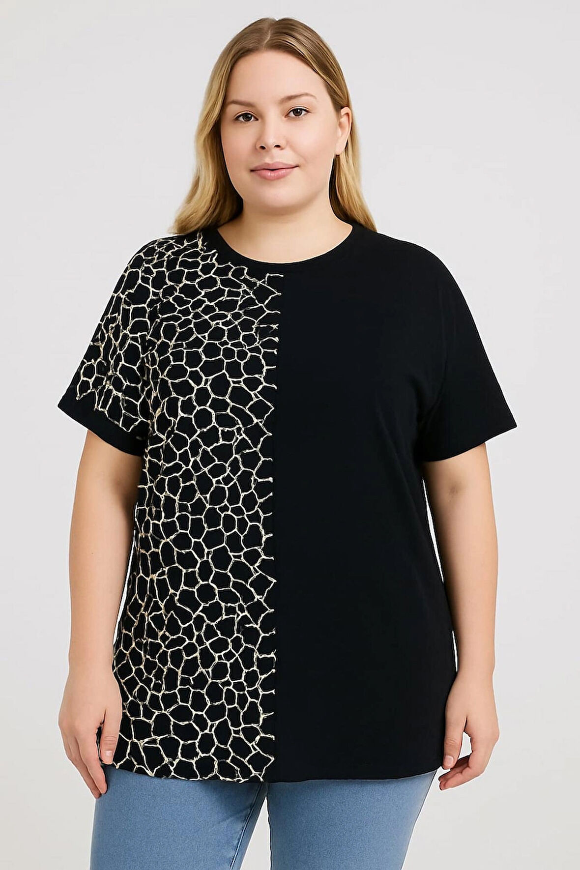 KADIN BÜYÜK BEDEN Özel Desen Viskon Bluz