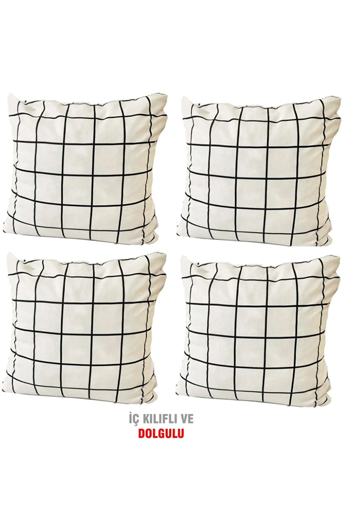 Kırlent Yastık Dolgulu Fermuarlı Vip Yastık 4 Adet-43x43 Cm(beyaz Pano)