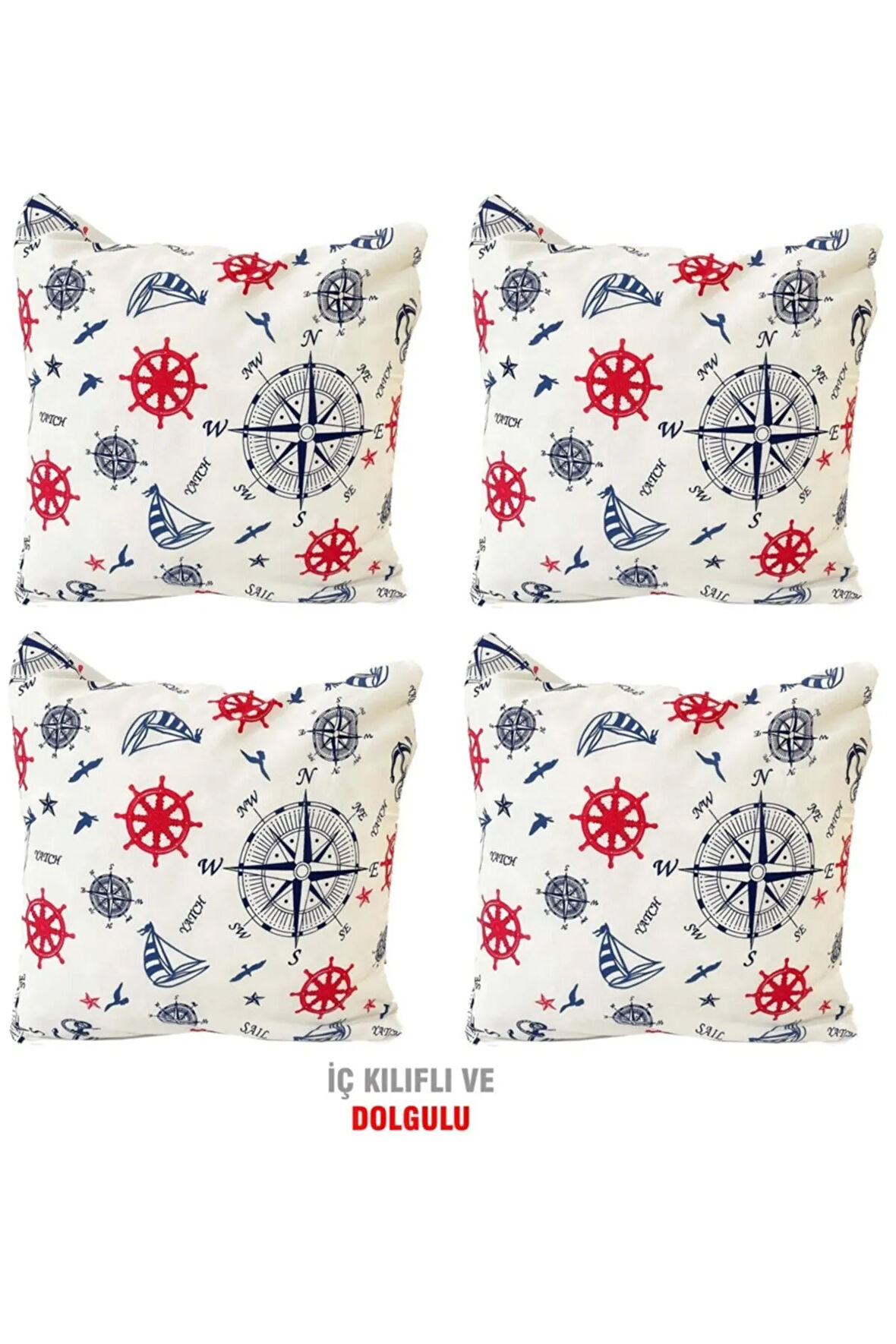 Kırlent Yastık Dolgulu Fermuarlı Vip Yastık 4 Adet-43x43 Cm(marin)