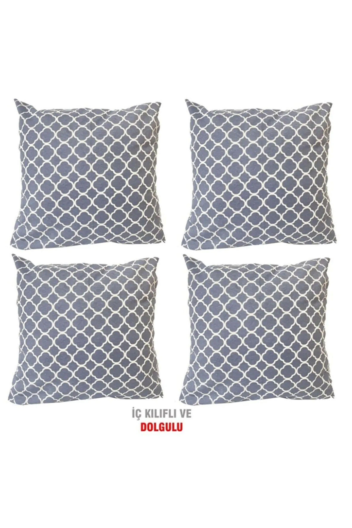 Kırlent Yastık Dolgulu Fermuarlı Vip Yastık 4 Adet-43x43 Cm(griçatı)