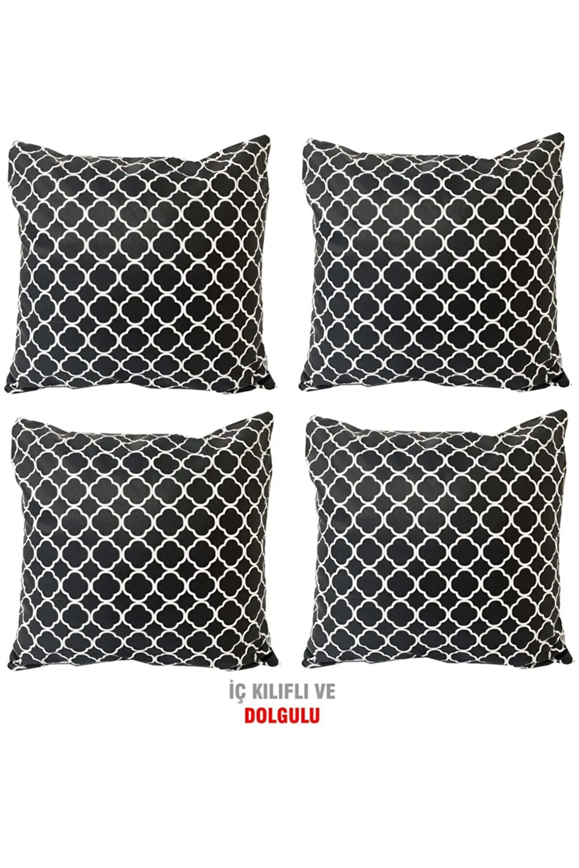 Kırlent Yastık Dolgulu Fermuarlı Vip Yastık 4 Adet-43x43 Cm(karaçatı)