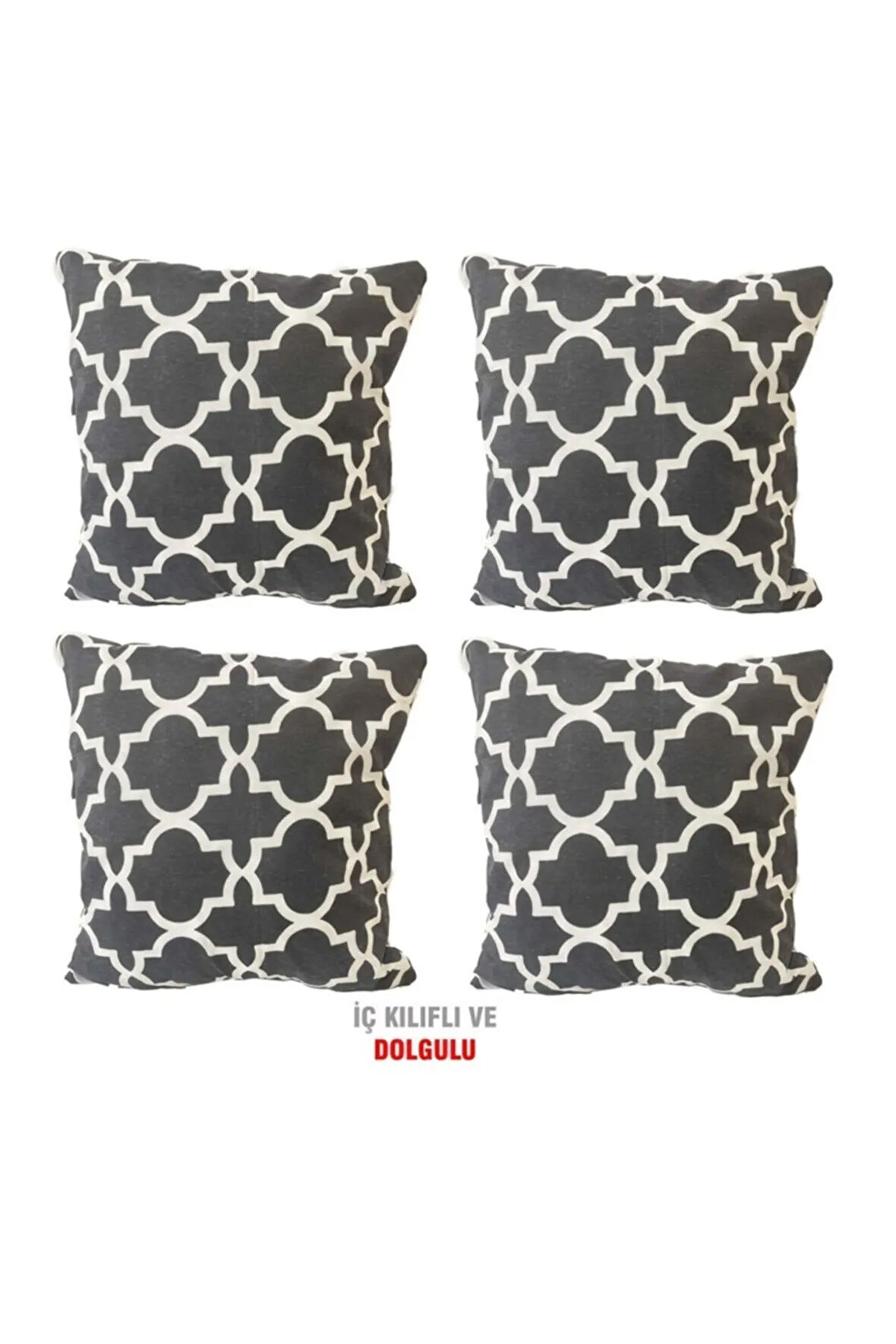 Kırlent Yastık Dolgulu Fermuarlı Vip Yastık 4 Adet-43x43 Cm(büyük Karaçatı)