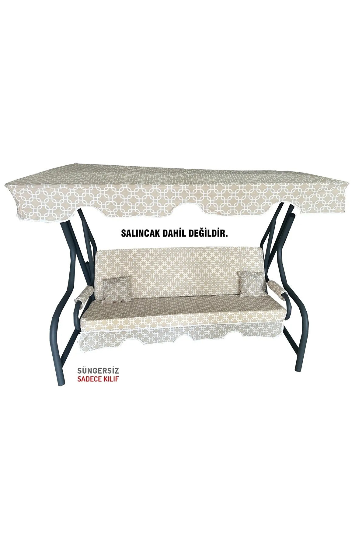 Süngersiz Tenteli Salıncak Kumaş Seti 3 KİŞİLİK 162x48 Cm KREM ZİNCİR