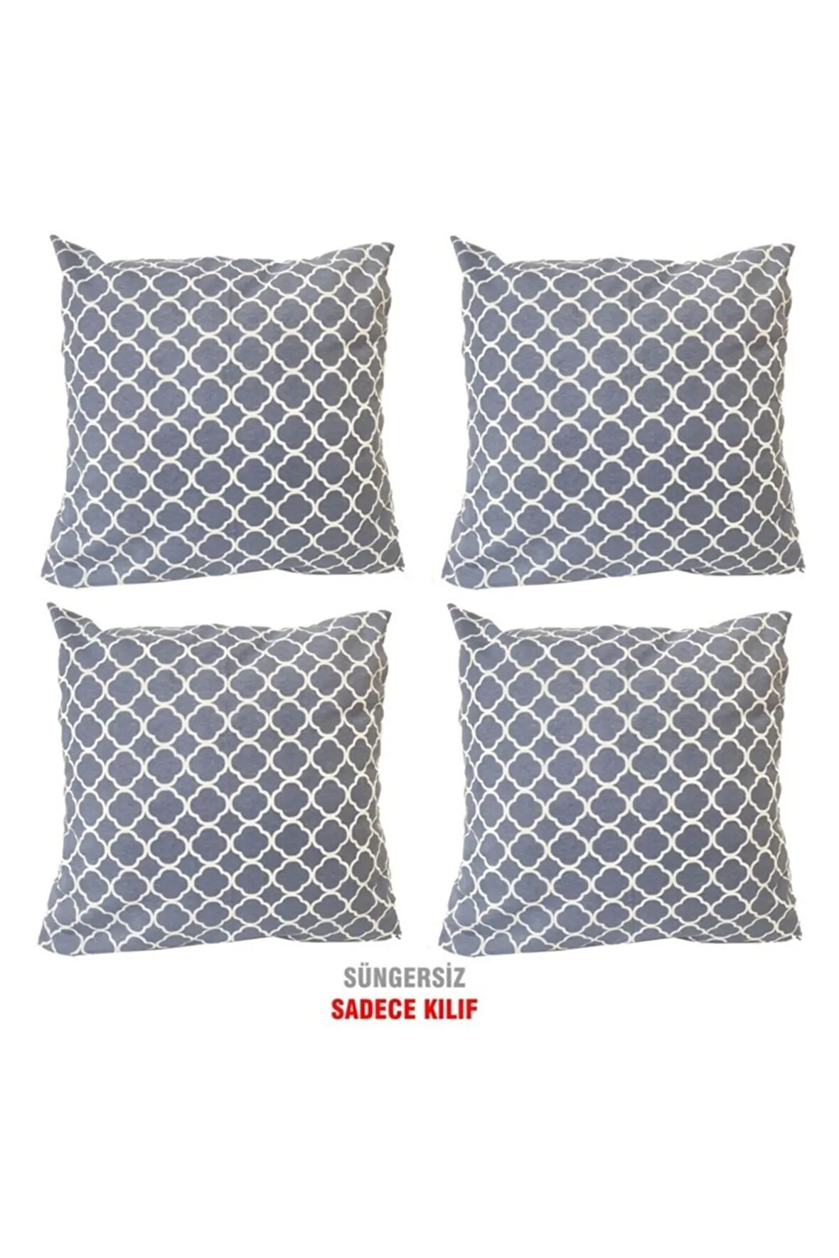 Kırlent Yastık Kılıfı Vip Yastık Kılıfı 4 Adet-43x43 Cm(griçatı)