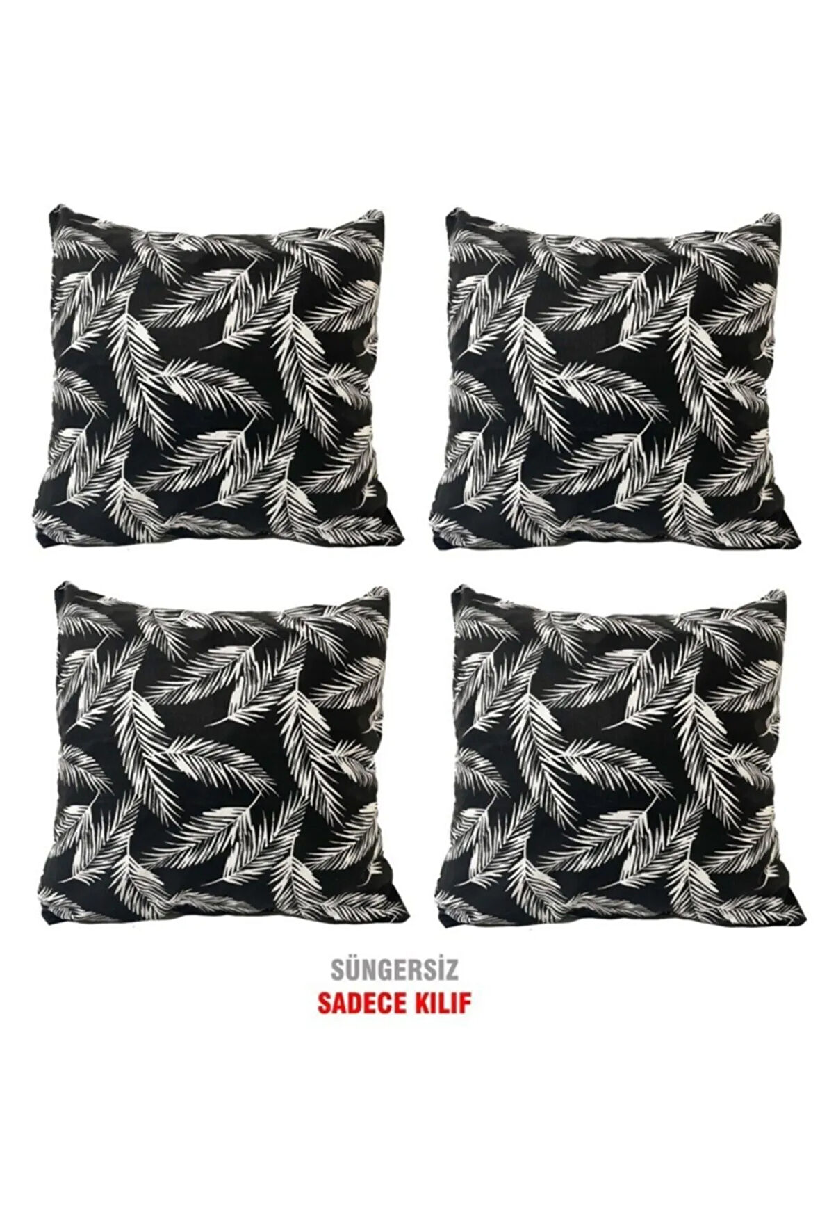 Kırlent Yastık Dolgulu Fermuarlı Vip Yastık 4 Adet-43x43 Cm(siyah Tüy)