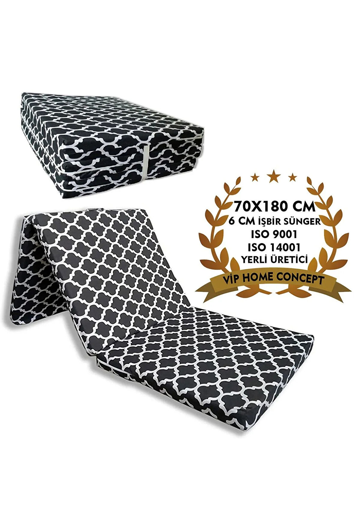 Katlanır Yer Yatağı Sünger Yatak Büyük Kara Çatı 70x180 Cm-6 Cm Tek Kişilik