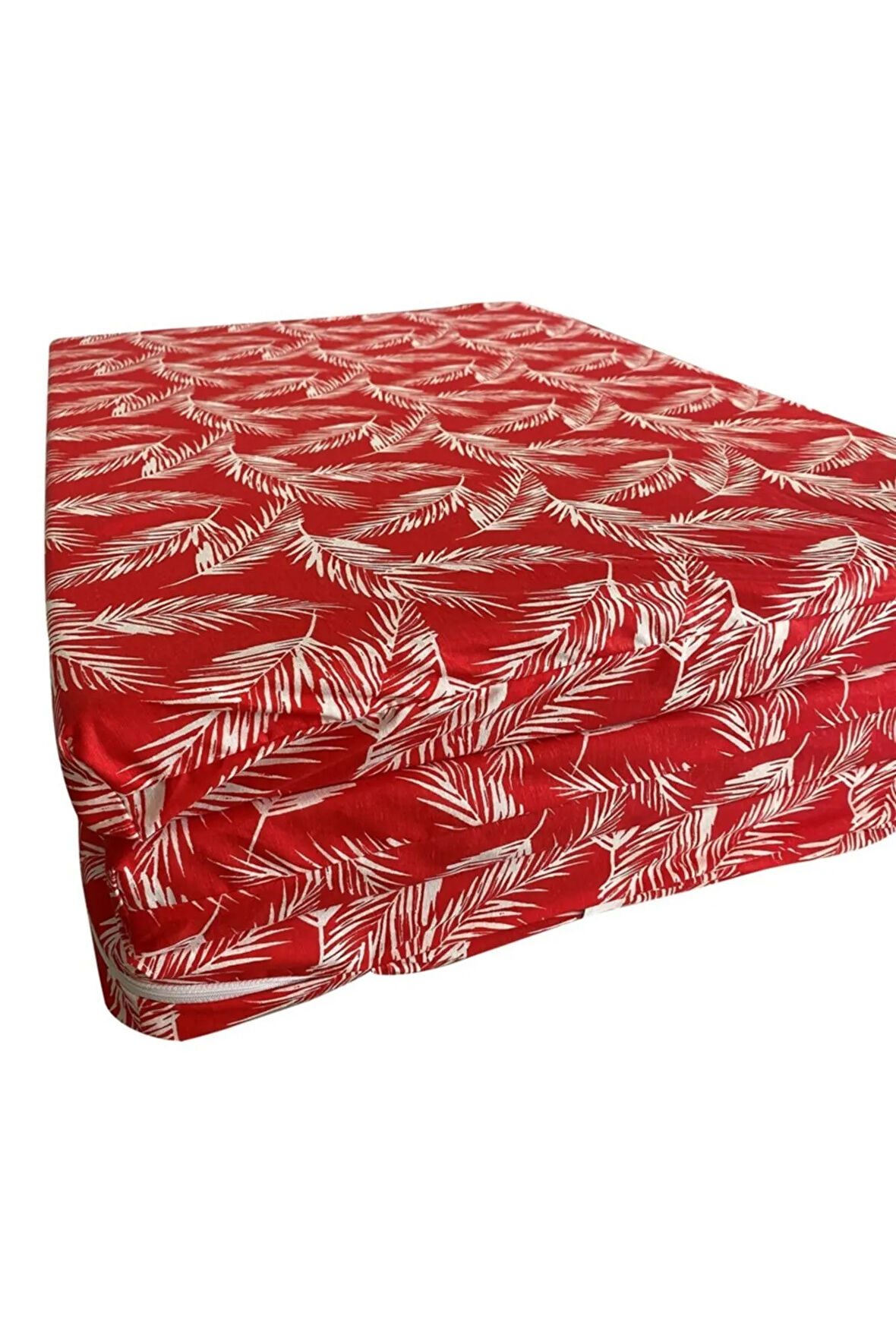 Katlanır Yer Yatağı Sünger Yatak Kırmızı Tüylü 80x180 Cm-6 Cm Tek Kişilik